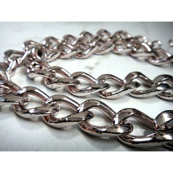 Heavyweight Large Link Silver Tone Necklace Adjustable Classic Style 16" + 1.5" - Picture 1 of 4